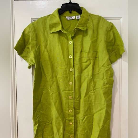 CaRan NY PLUS SIZE Green Collar Short Sleeve Dress - Picture 6 of 13